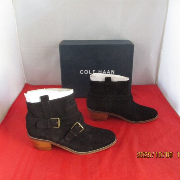 Cole Haan Women's Jensynn Suede Ankle Booties $200 - US Size 6 1/2 - Black- 1379 - Picture 1 of 11